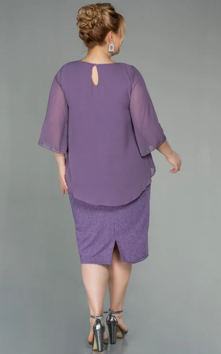 U-Boot-Ausschnitt, lange Ärmel, Bleistift, knielang, Pailletten, Übergröße, Kleid für die Brautmutter