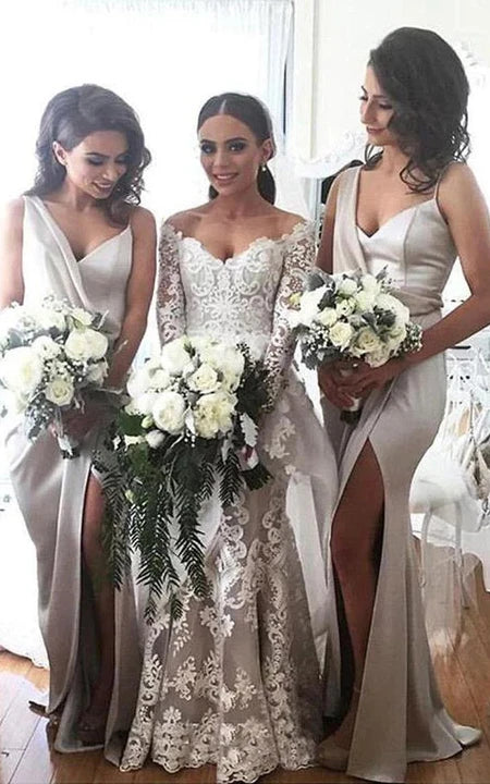 Vestido de dama de honor delantero delantero del espagueti