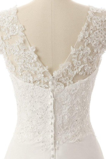 Short Straps Sweetheart V-Neck Cap Illusion Ruching Beading Appliques Flower Embroidery Illusion Flower Brush Train Backless Zipper Illusion Lace-Up Back Straps Keyhole Lace Sequins Dress