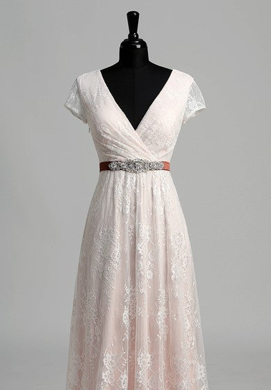 A-Linien-Strandkappe, kurzärmliges Brautkleid