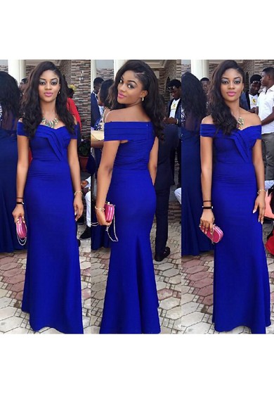 Elegantní Royal Blur mořská panna 2022 plesové šaty s odhalenými rameny, dlouhé až na zem, společenské šaty