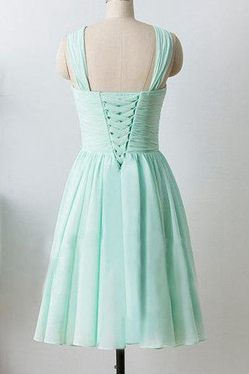 Mint Short Chiffon Halter Formal Dress