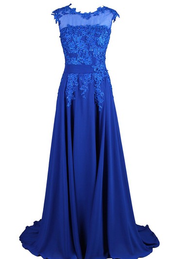 Šaty s iluzorním výstřihem do A s korálkovými krajkovými aplikacemi