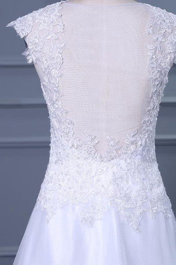 A-Line V-Neck Sweep Train Lace Sequins Dress