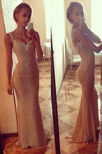 Sequins Sexy Mermaid Prom Dress With Crystals Straps