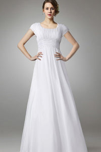 A-line Chiffon Long Wedding Dress With Empire Waist