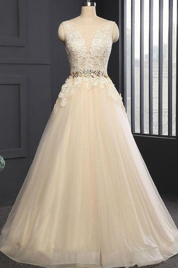 Sleeveless Cap Appliques Backless Tulle Sequins Dress