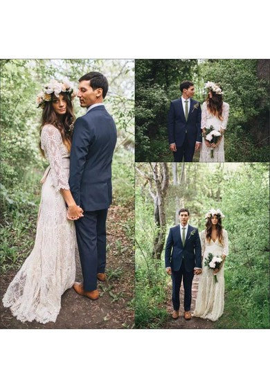 Ilusión con cuello en V 3 4 longitud de manga de manga encaje de encaje de encaje de línea