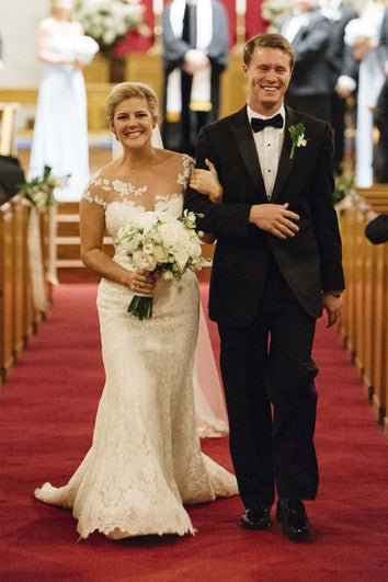 Empire Winist Lace Cap manga de la manga de la sirena Bateau Bateau con aplicaciones florales