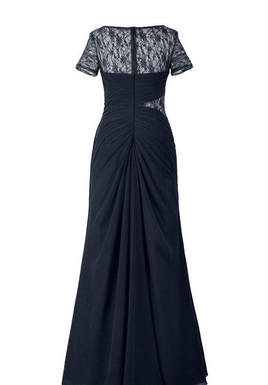 Short-sleeved Chiffon Gown With Illusion Style