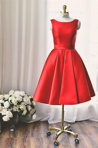 High Quality Bateau Red Short Homecoming Dress Bowknot