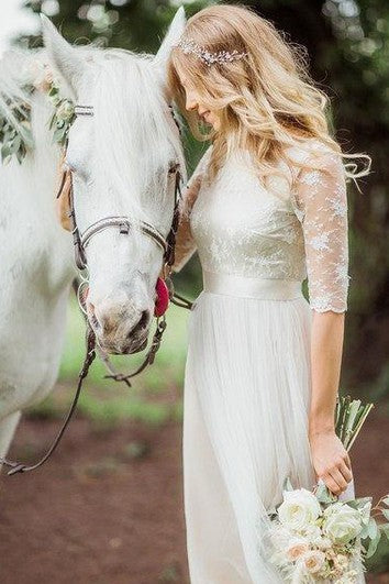 A-Line Tulle and Lace Wedding Dress