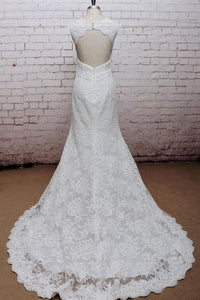 Lace Sleeveless Mermaid Bridal Gown With Scalloped V-Neck