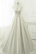Ball Gown V-Neck Sleeveless Satin Dress with Beading