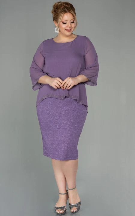 U-Boot-Ausschnitt, lange Ärmel, Bleistift, knielang, Pailletten, Übergröße, Kleid für die Brautmutter