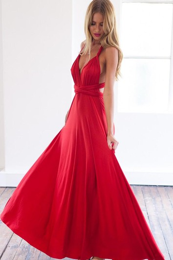 Sexy A-line Sleeveless Red Detached Prom Dress Floor-length