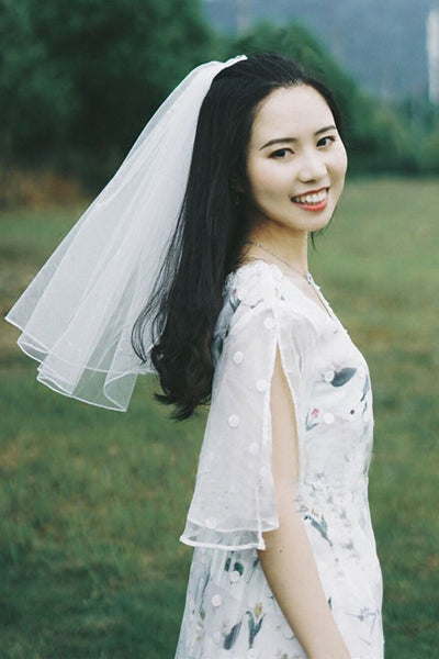 Korean Style New Bride Short Pearl Veil