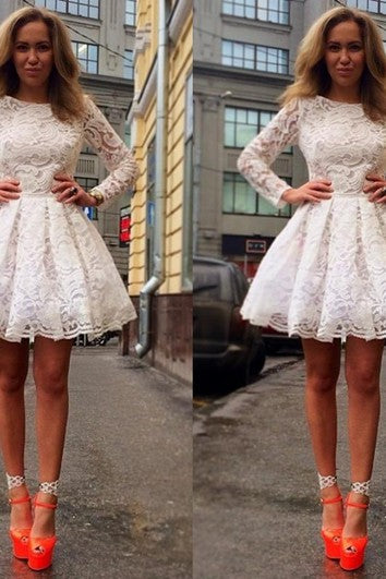 Elegant Long Sleeve Short Homecoming Dress With Lace