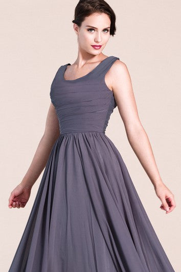 Charming Sleeveless A-line Pleated Chiffon Dress