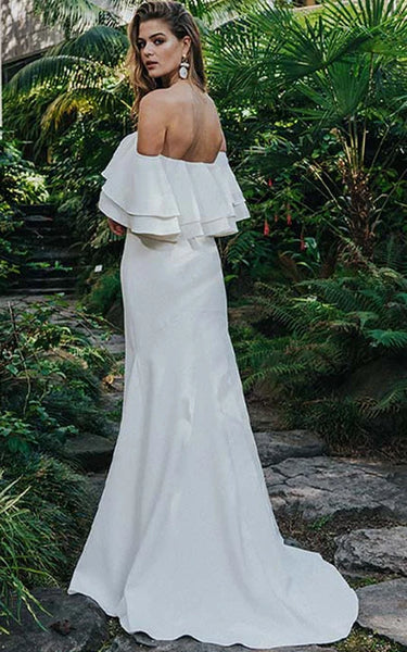 Chic Two Piece Off-the-shoulder Slit Front Wedding Dress