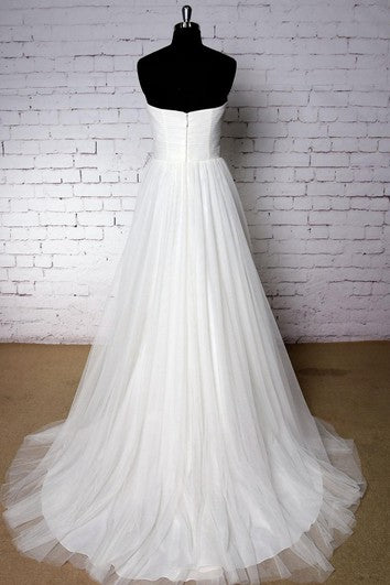 Sweetheart A-Line Tulle Bridal Dress With Pleats and Ruchings