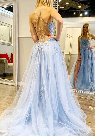 Večerní šaty s tylovou sukní po zemi, střihu A, bez rukávů, s krajkou, pro volný čas