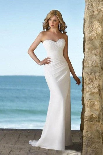 sheath Sweetheart Court Train Chiffon Wedding Dresses