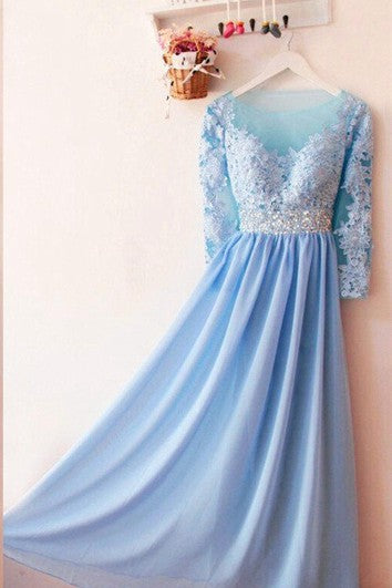 Charming Long Sleeved Chiffon Dress With Appliques And Sequins