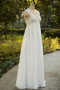 Cap Sleeve Chiffon Lace Weddig Dress