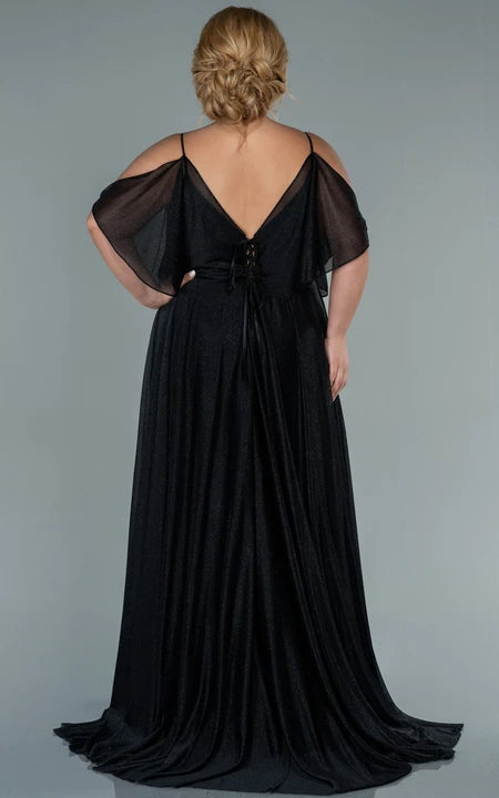 Empire spaghetti šaty s flitry, plisované, plus size, plesové šaty s nízkým výstřihem na zádech