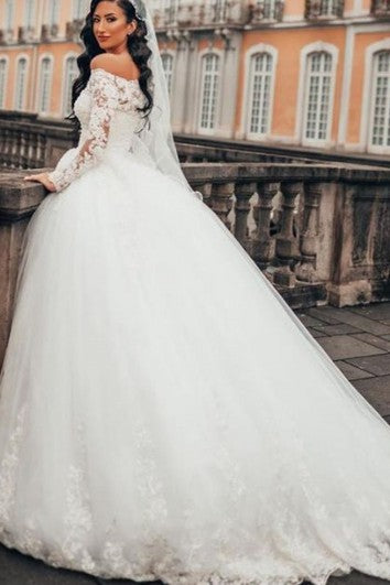 Abito a maniche lunghe di abito a maniche lunghe abito da sposa con appliques