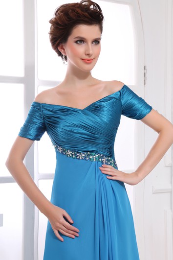 Refined Floor-Length Dress With Ruching and Beading