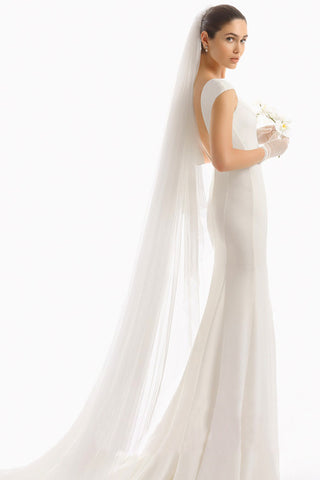 Super Soft Long Tail Simple Bridal Veil With Hair Comb