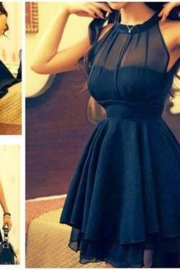 Elegantní letní šaty na návrat domů s vysokým límcem z šifónu