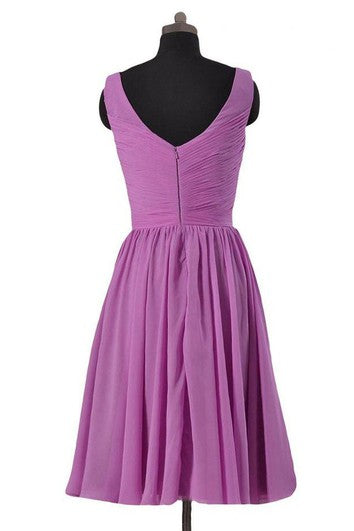 Sleeveless A-line Chiffon Dress With Pleats