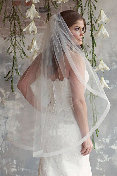 Simple Style Single Layer Soft Wedding Veil With Hair Comb