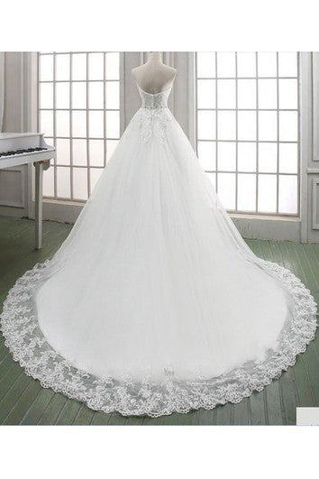 A-Line Ball Gown Empire Floor-Length Sweetheart Sleeveless Bell Empire Appliques Corset Back Lace Organza Dress