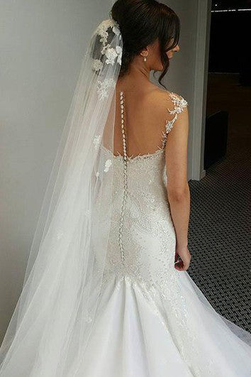 Mermaid Mini Sweetheart zvonová čepice iluzorní korálková aplikace iluzorní vlečka knoflíková iluzorní tylová krajková šaty