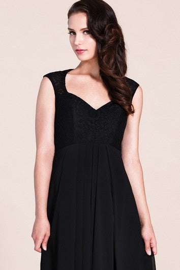 Cap-sleeved A-line Gown With Lace Bodice