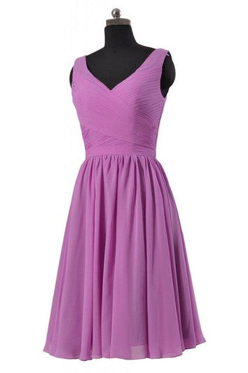 Sleeveless A-line Chiffon Dress With Pleats