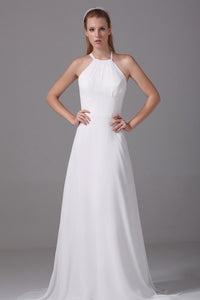 Sleeveless A-Line Long Chiffon Dress With Halter