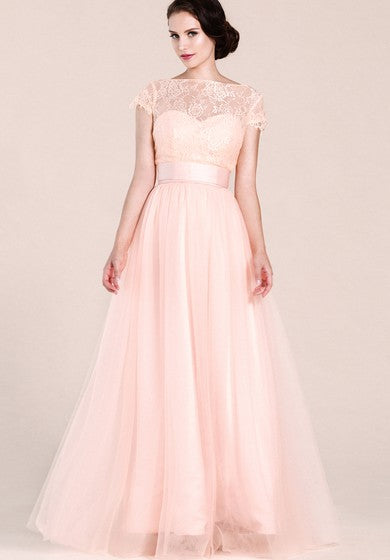 Short-sleeved A-line Dress With Lace Detail