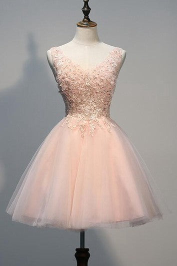 Lovely Short Tulle Homecoming Dresses With Appliques Beads