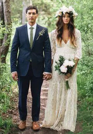 Ilusión con cuello en V 3 4 longitud de manga de manga encaje de encaje de encaje de línea