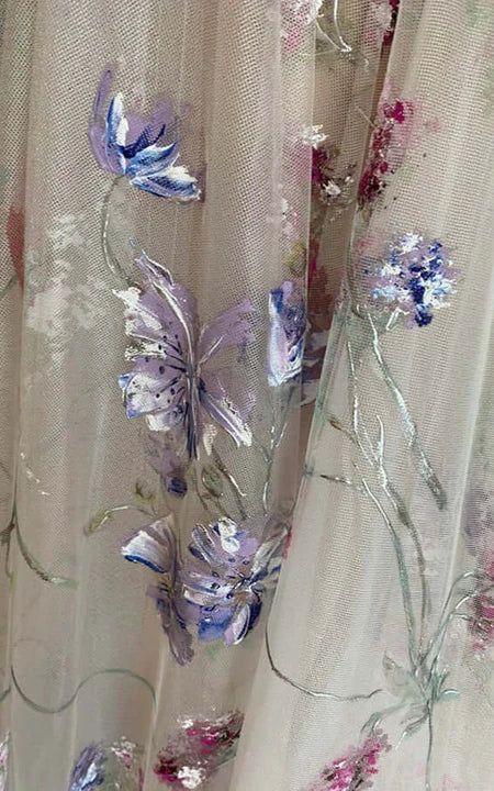 Šaty s rozparkem vpředu ve tvaru srdce, sexy áčkový střih, vícebarevné květinové, bez zad