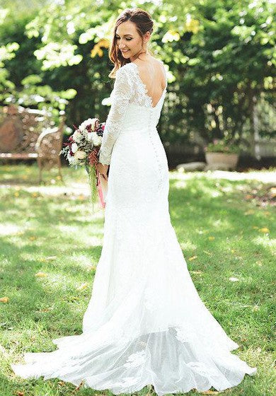 Trompeta de encaje de Chantilly con vestido de mangas de encaje largo