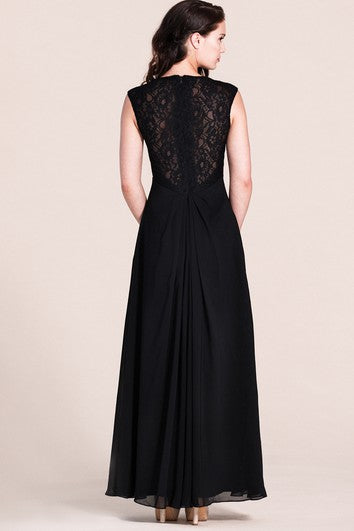 Cap-sleeved A-line Gown With Lace Bodice