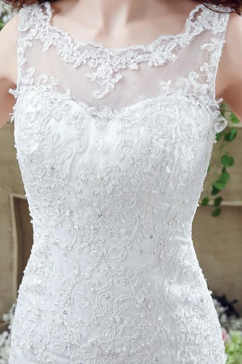 Timeless Mermaid Lace Wedding Dress Zipper Button Back Sweep Train