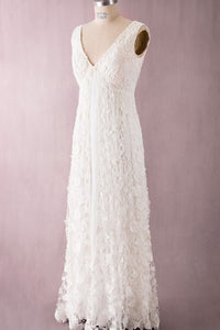 Vestido delicada en V con cuello en V vintage hasta el suelo