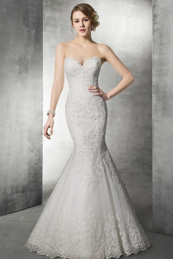 Delicado vestido de novia de Sweetheart Lace Mermaid